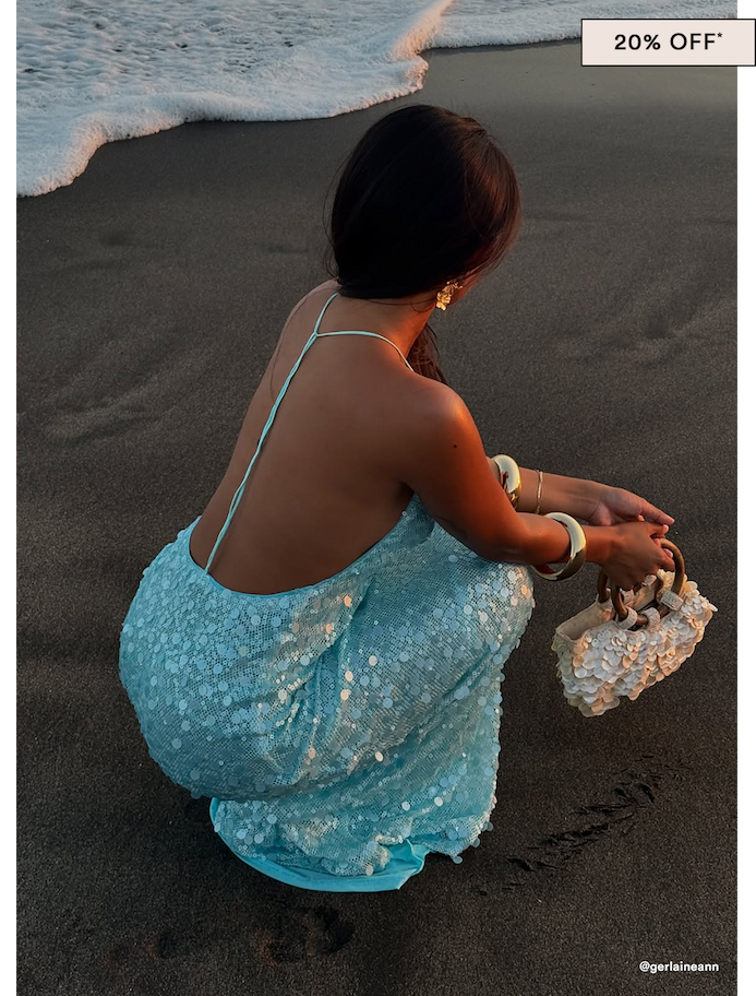 Ocean Views Sequin Maxi Dress - Blue