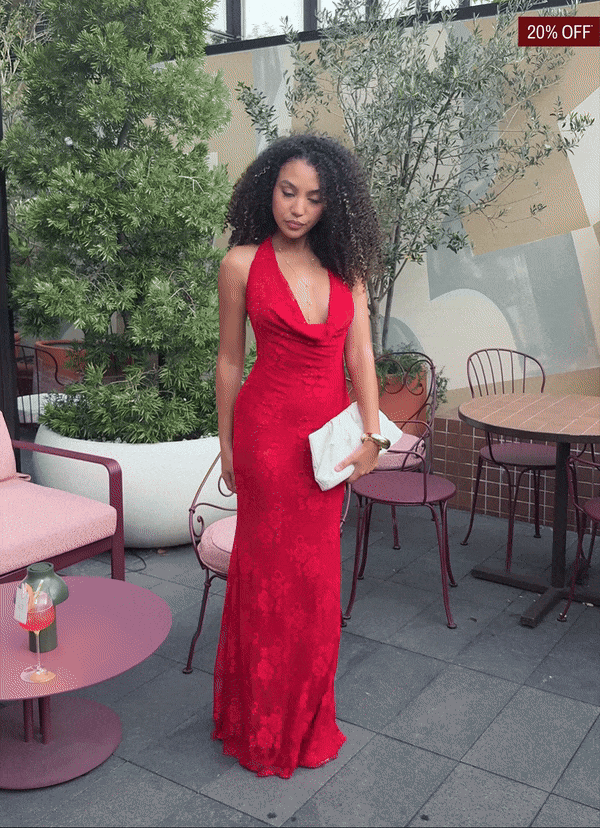 Mitchella Lace Maxi Dress - Red