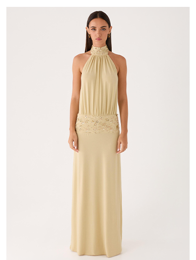 Donyale Halter Maxi Dress - Pale Olive