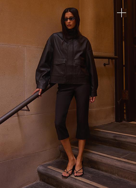 James PU Bomber Jacket + Andrea Pants - Black