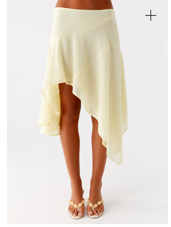 Kia Low Rise Asymmetrical Midi Skirt - Yellow
