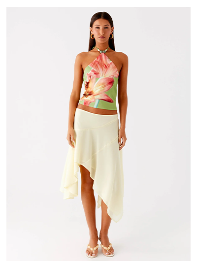 Kia Low Rise Asymmetric Skirt - Yellow