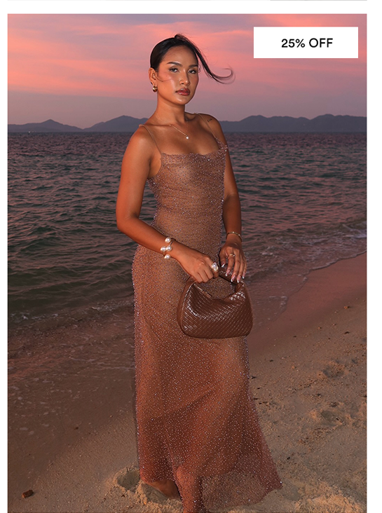 Zuella Beaded Maxi Dress - Chocolate