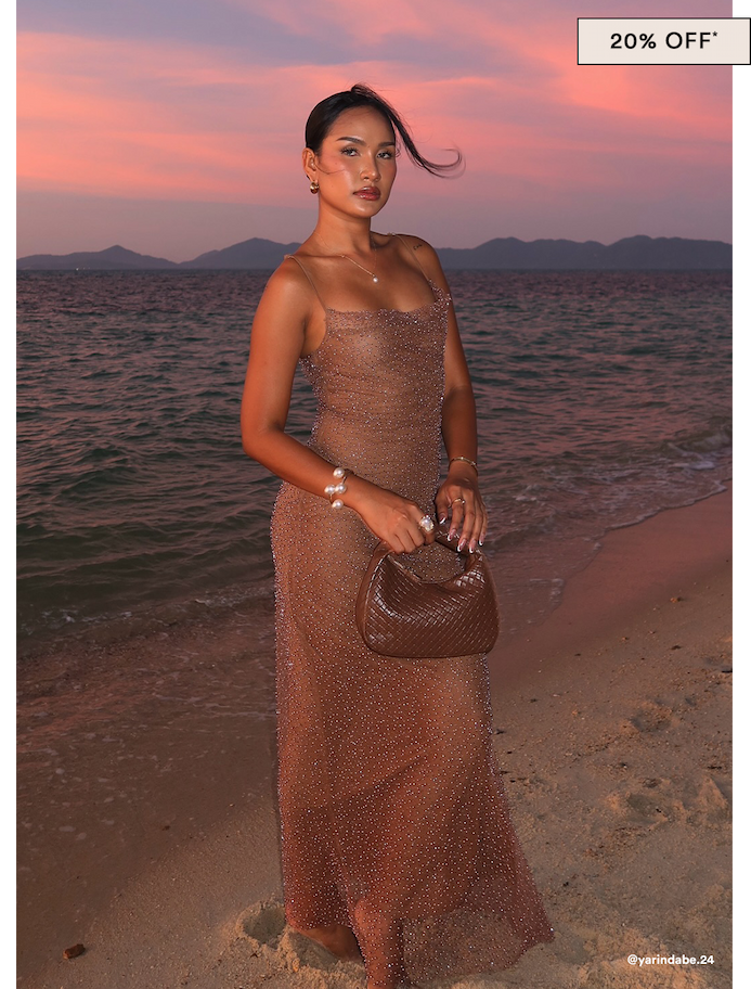 Zuella Beaded Maxi Dress - Chocolate