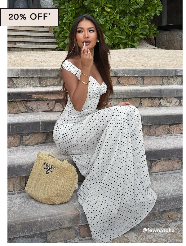 Melany Maxi Dress - White Pola Dot