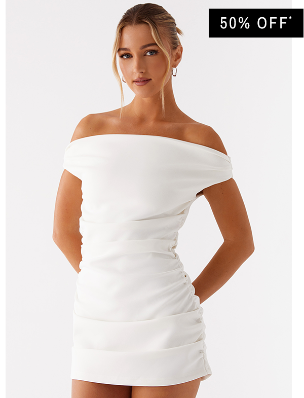 Morgan Off Shoulder Mini Dress - Ivory