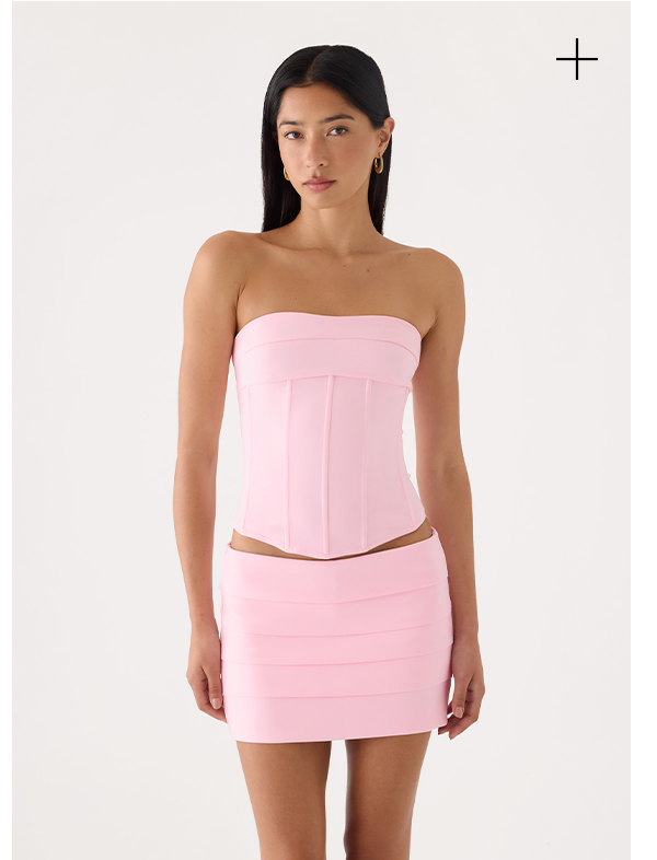 Super Model Crepe Corset Top & Skort - Pink