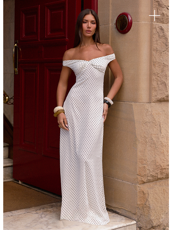 Melany Maxi Dress White Polka Dot 