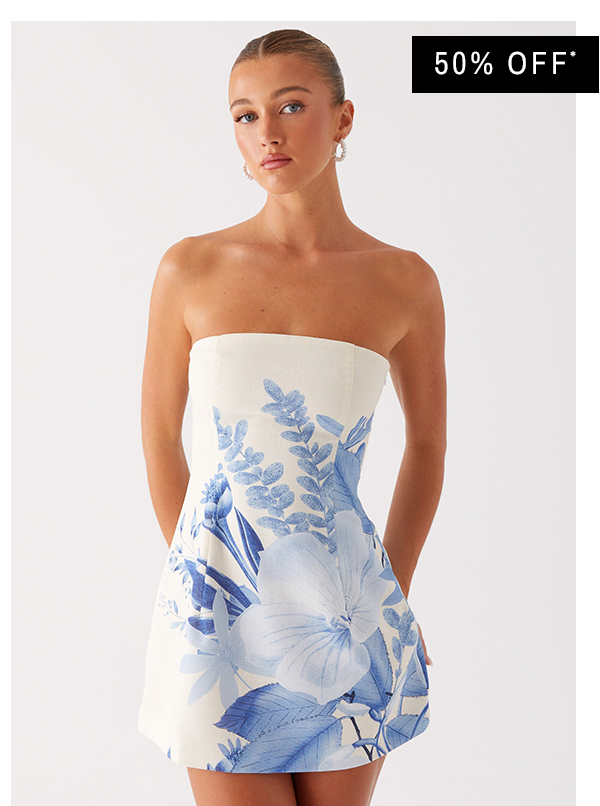 denby-strapless-mini-dress-blue-floral-print