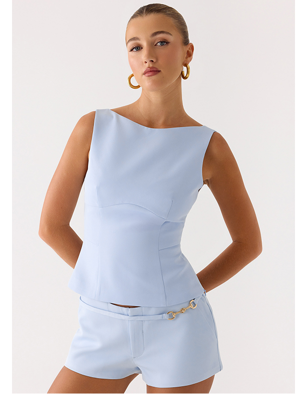 Lulita Top - Blue & Mini Shorts - Blue