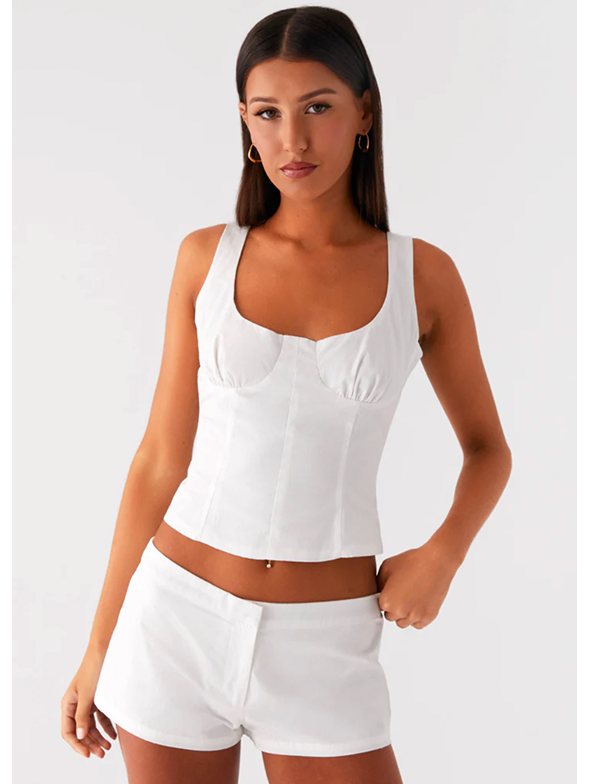 Coastline Bustier & Mini Shorts - White 