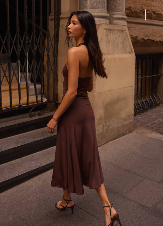 Klyne Midi Dress - Chocolate