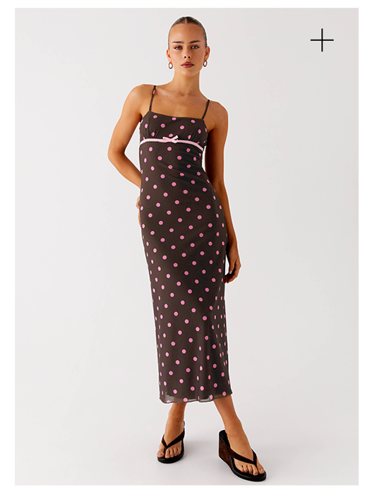 Latto Midi Dress Chocolate - Strawberry Spot 