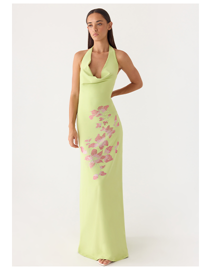 Quaresma Embellished Maxi Dress - Lime
