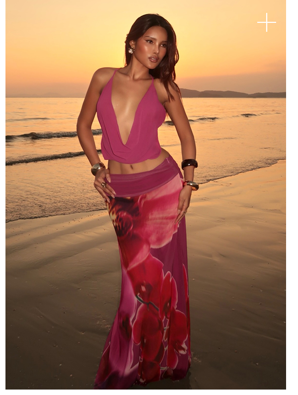 @thisispimdaw in Sweet Charm Cowl Neck Top - Violette + Blushing Bloom Maxi Skirt - Violette Bloom