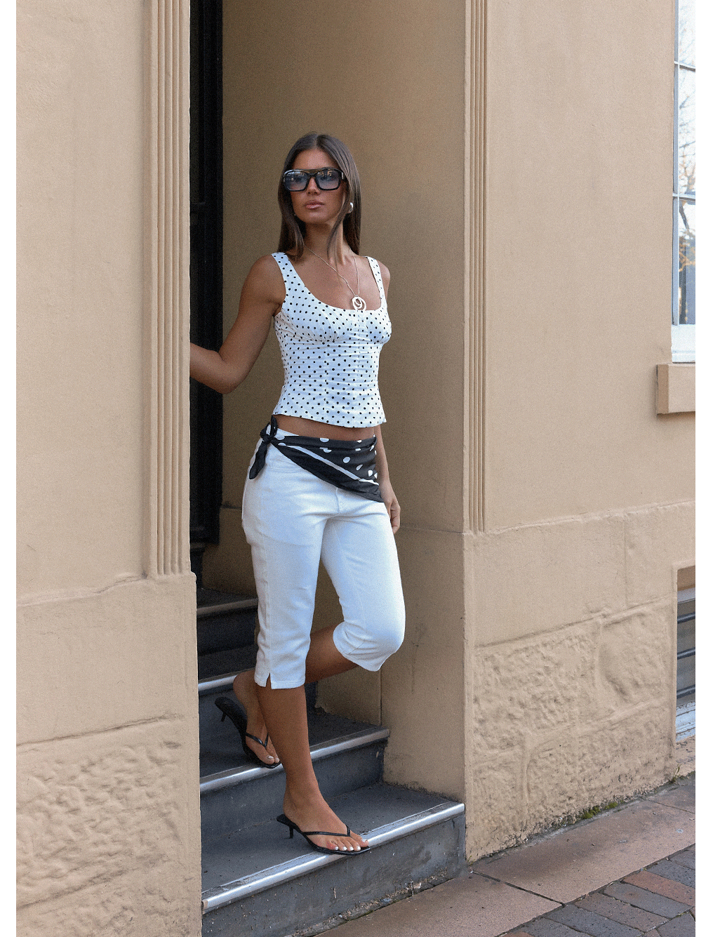 Coastline Bustier Top - White Polka Dot