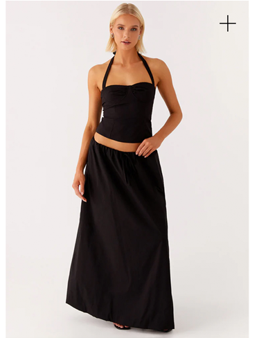 Cheryl Bustier Halter Top & Maxi Skirt - Black