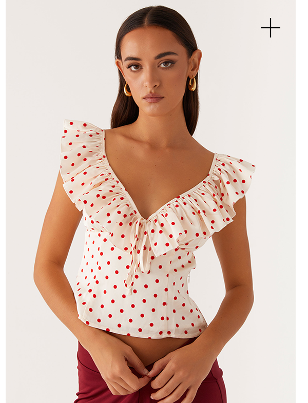 Regan Ruffle Top - Red Polka Dot        