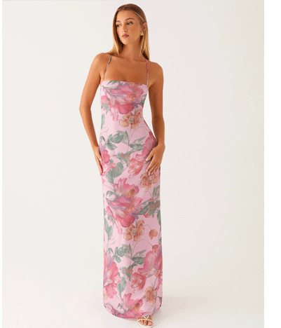 Peggy Maxi Dress - Pink Floral