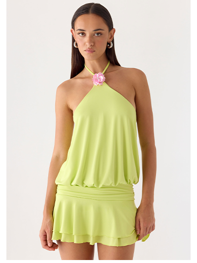 Make It Right Mini Dress - Lime