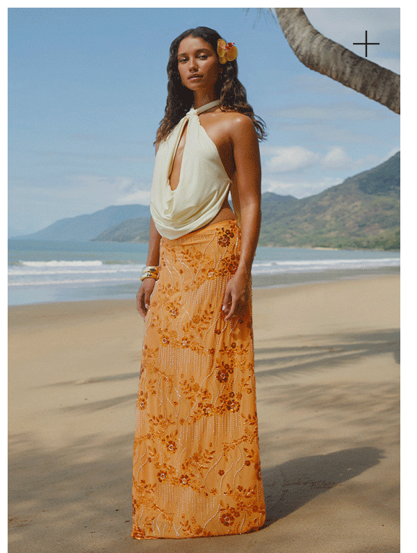 Corinna Low Rise Sequin Maxi Skirt - Orange
