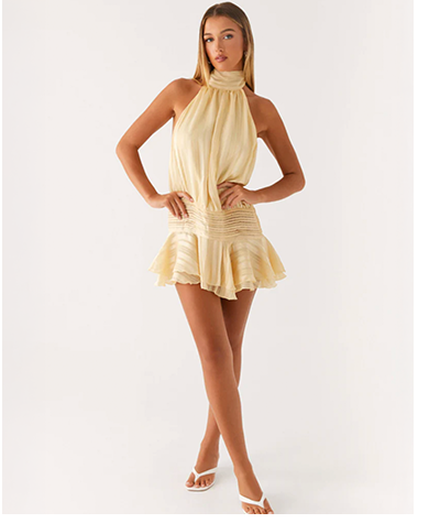 Willow Chiffon Mini Dress - Yellow