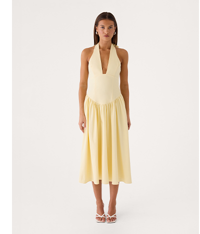 Monique Halter Midi Dress - Yellow