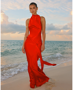 Rumina Sash Maxi Dress - Red