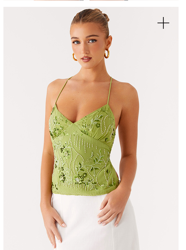 Kamilla Sequin Cami Top - Lime