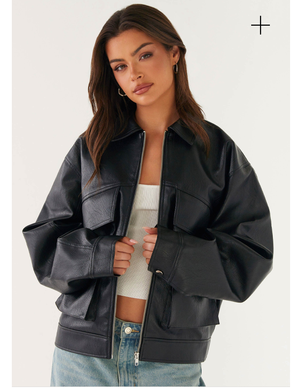 Lula Faux Leather Bomber Jacket - Black