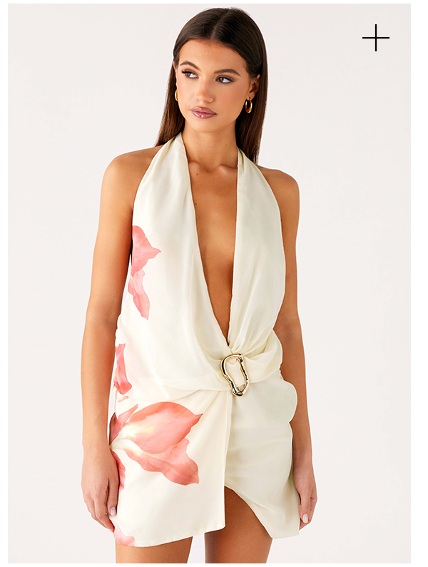 Eleanora Plunge Scarf Mini Dress - Siena Floral
