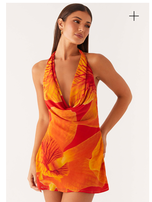 Solar Beam Cowl Mini Dress - Serene Floral