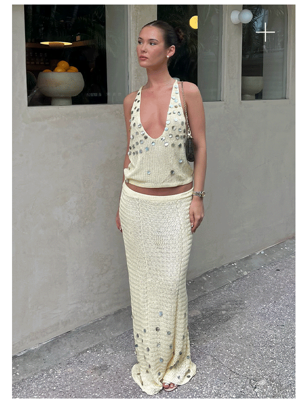 @gracemarymarks in Adelaida Beaded Crochet Top - Yellow