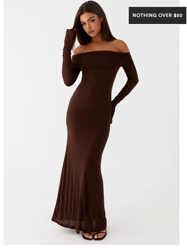 Cocoa Long Sleeve Maxi Dress - Chocolate