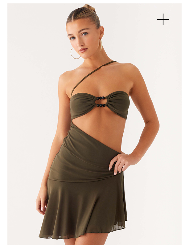 Temptational Beaded Mini Dress - Rust