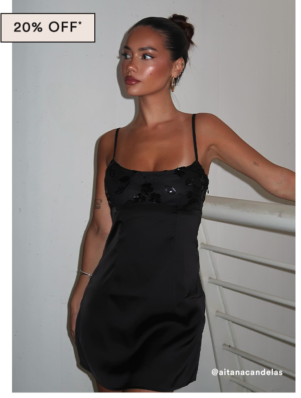 Zion Beaded Mini Dress - Black
