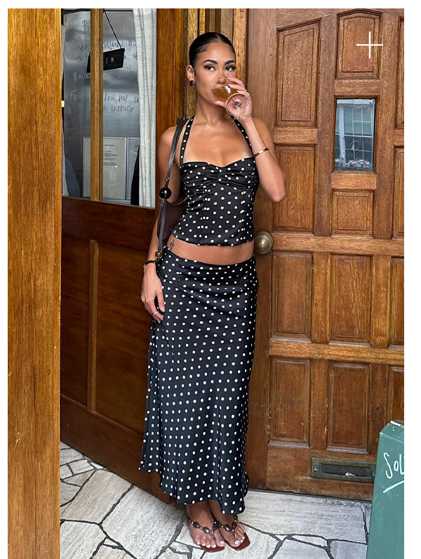 @mxxed in Breanne Top & Midi Skirt - Black Polka Dot