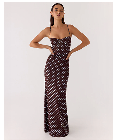 Vamonos Maxi Dress - Chocolate Blue Dot &
