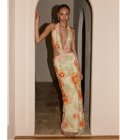 Really Somehing Beaded Maxi Dress - Floral Beaded