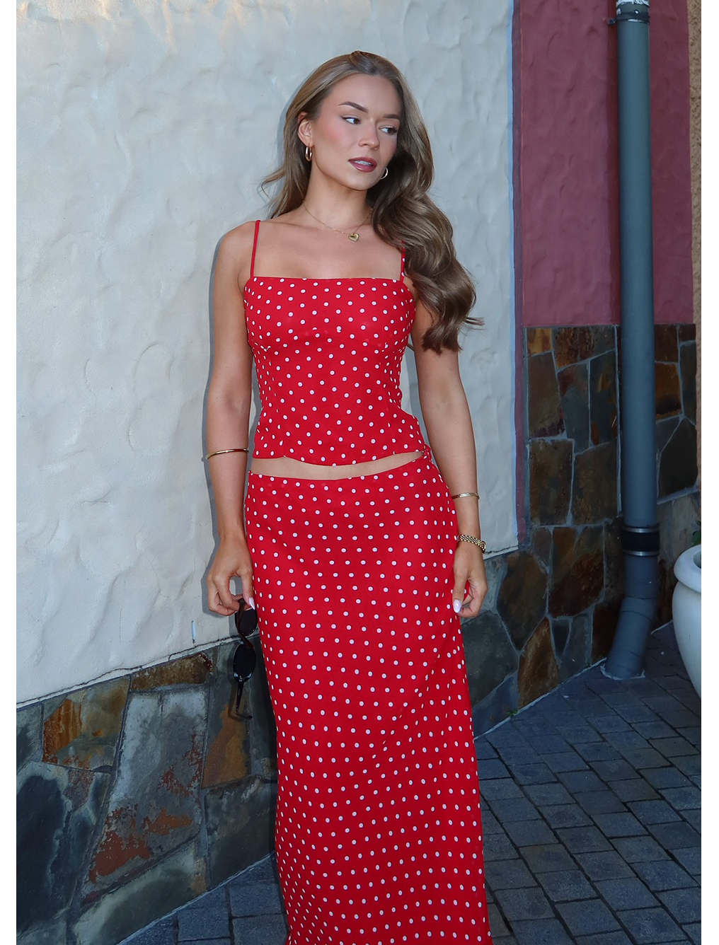 Bendita Top & Maxi Skirt - Red Polka Dot