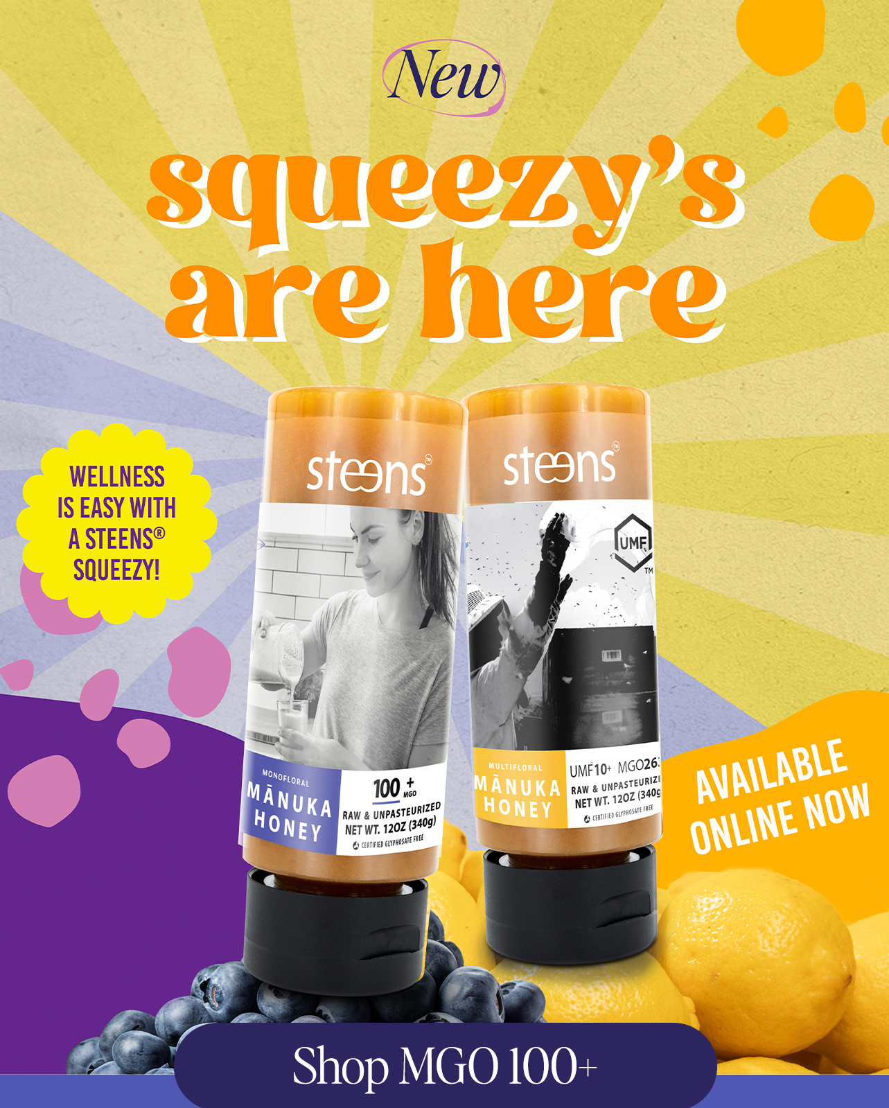 Steens Raw Manuka. Raw Taste, Grainy Texture, Rich flavour.