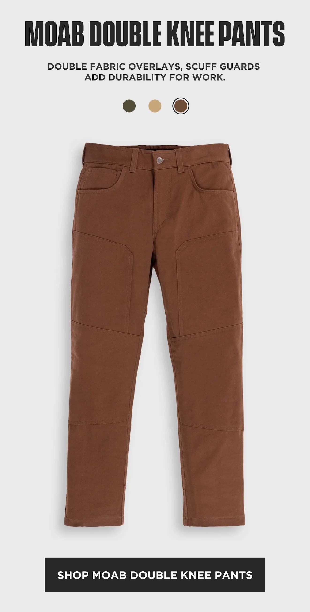 Origin MOAB Double Knee pants with reinforced fabric overlays for added durability.