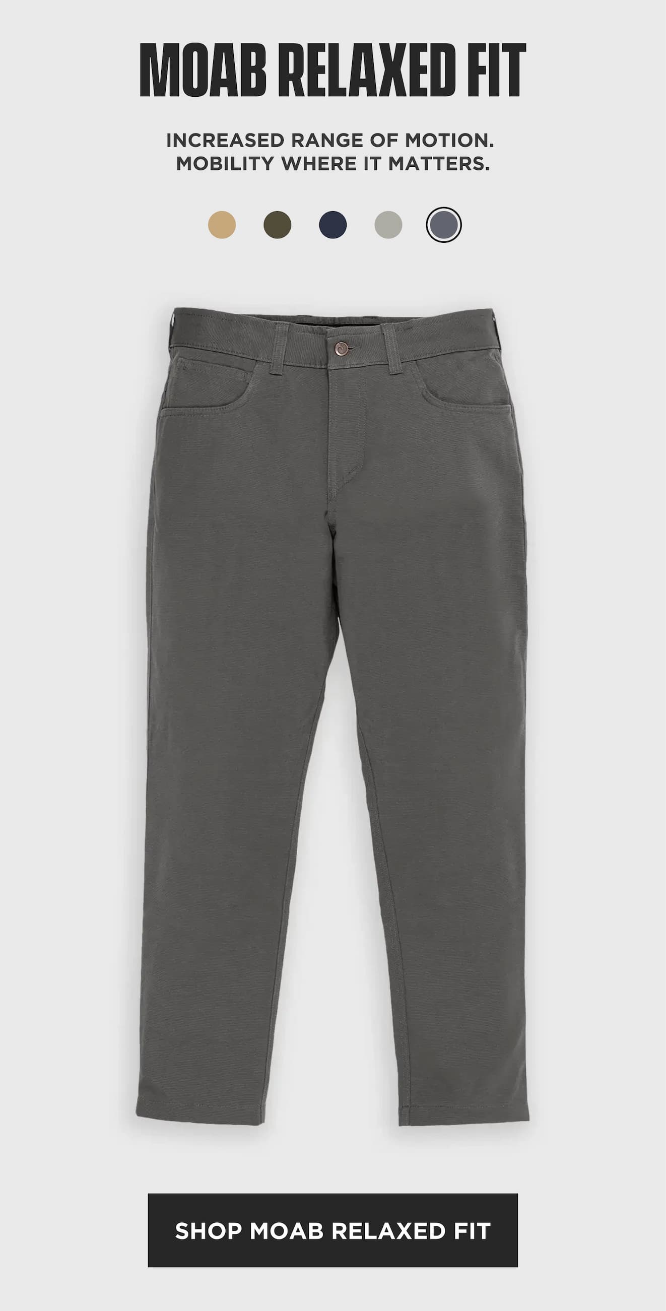 Origin MOAB Relaxed Fit pants designed for increased mobility and range of motion.