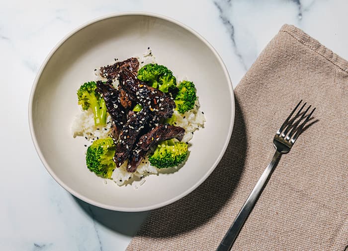 General Tso's beef and broccoli bowl