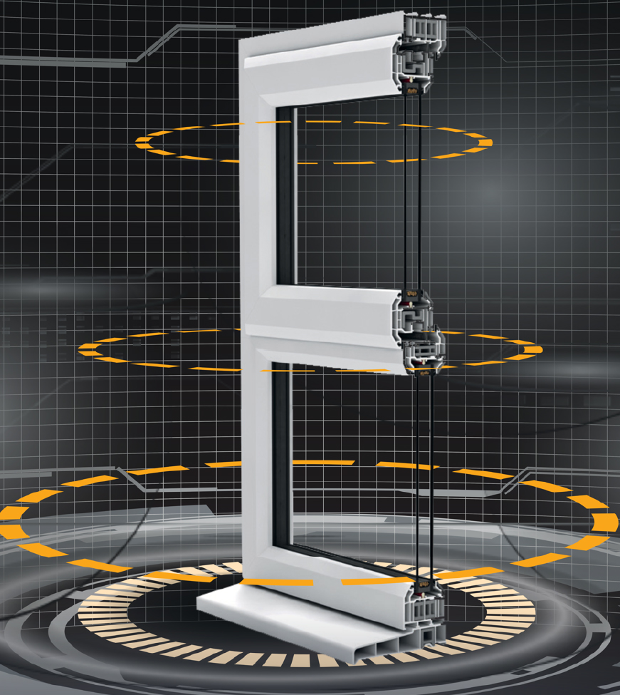 Cross section of QuietVue window system