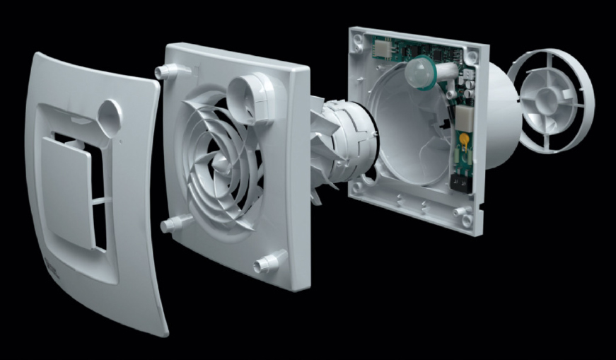 Exploded view of extractor fan