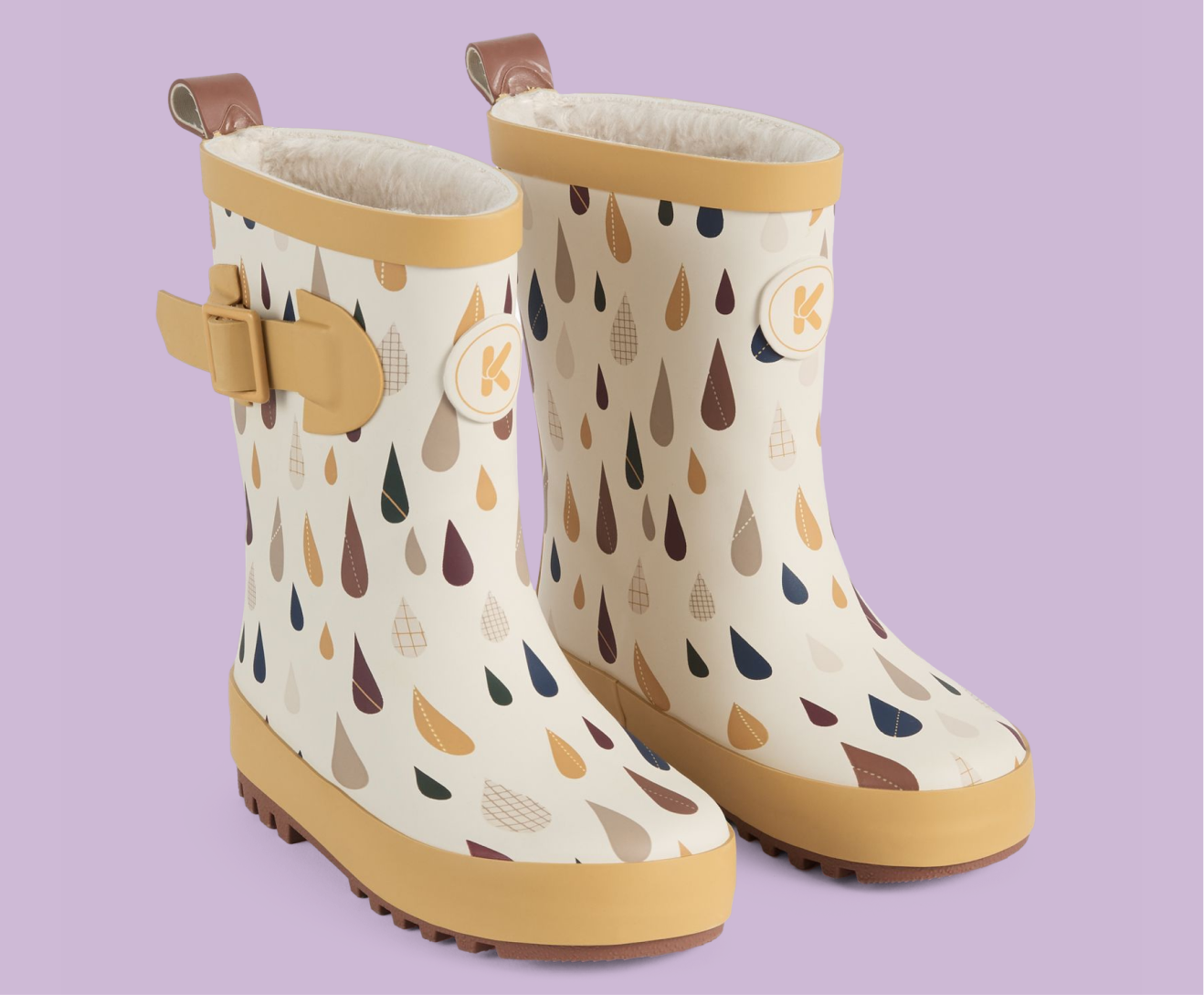 KIDLY by MORI Fleece Lined Rain Boots - Rain Drop