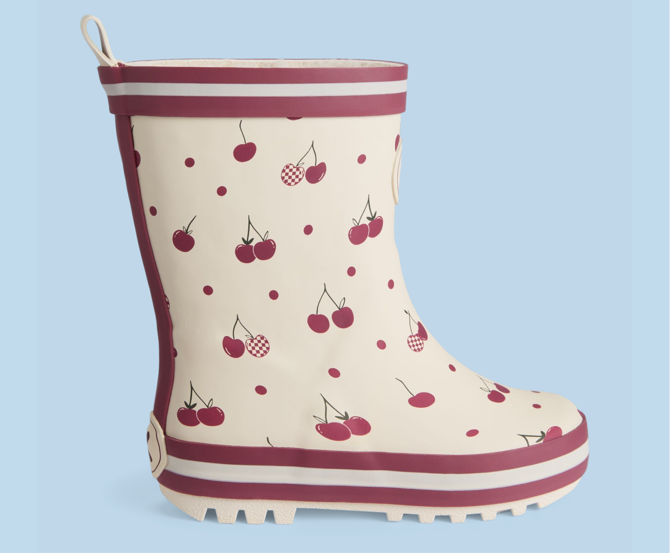 KIDLY by MORI Fleece Lined Rain Boots - Cherry
