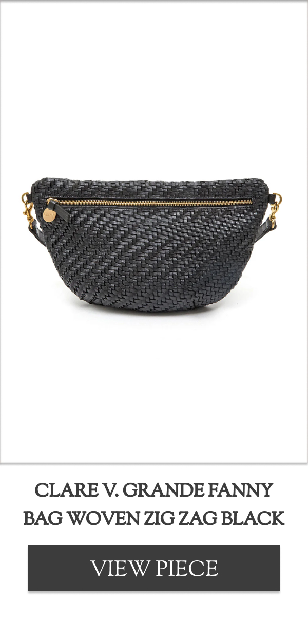 Clare V. Grande Fanny Bag Woven Zig Zag Black