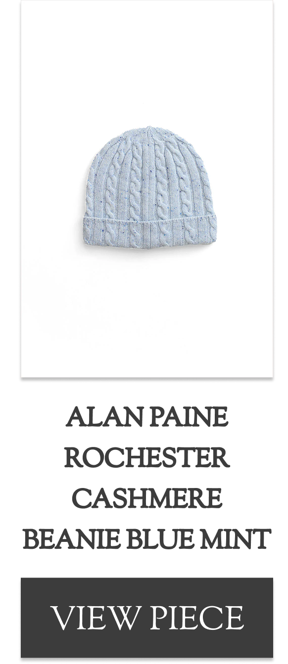 ALAN PAINE CASHMERE BEANIE BLUE MINT